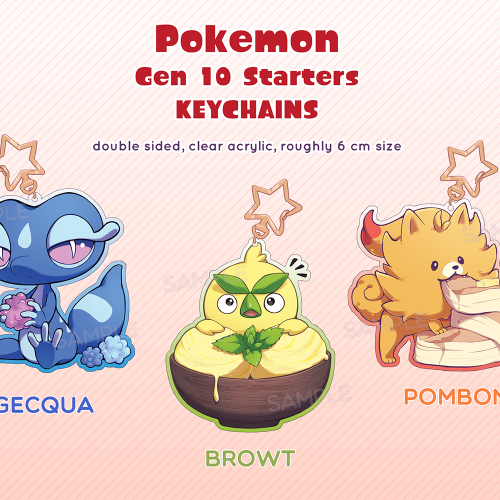 PokemonKeychains2_new Pokemon Gen 10 Starters Acrylic Keychains